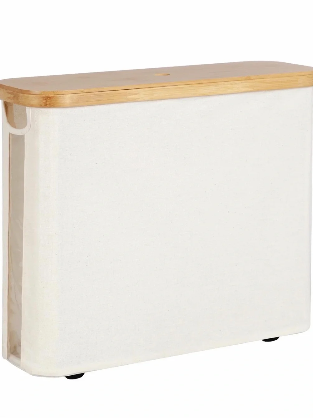 Toilet Paper Storage Basket with Bamboo Lid & Window
